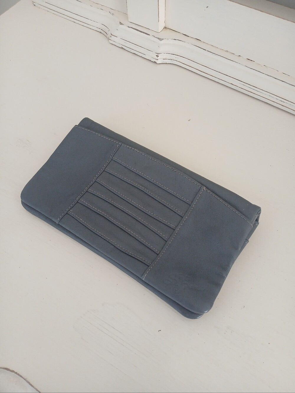 Vintage Buxton Soft Gems Slate Blue Nappa Cowhide Clutch Wallet - Flawless